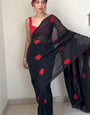 Mesmeric One Minute Ready To Wear Black Georgette Saree