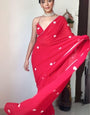 Wonderous One Minute Ready To Wear Red Georgette Saree