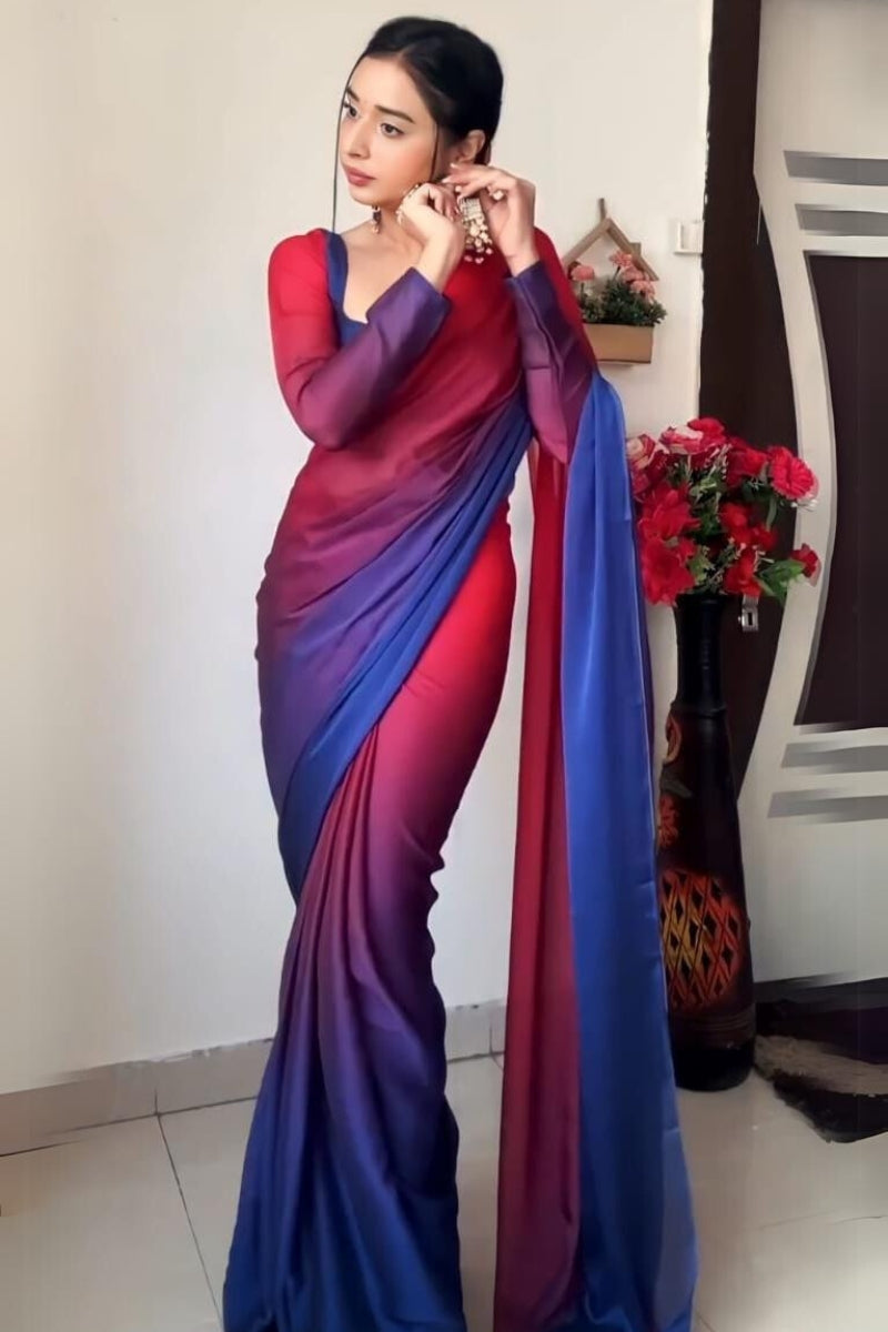 Sublime One Minute Ready To Wear Multicolor Georgette Saree