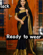 Vibrant One Minute Ready To Wear Black Chiffon Silk Saree