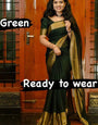 Opalescent One Minute Ready To Wear Dark Green Chiffon Silk Saree