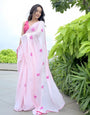 Blissful One Minute Ready To Wear Baby Pink Georgette Saree