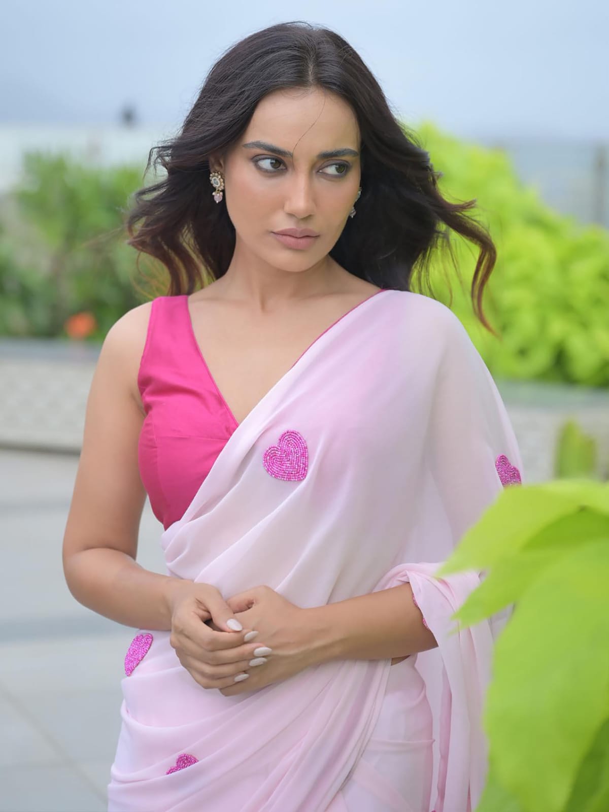 Blissful One Minute Ready To Wear Baby Pink Georgette Saree