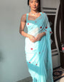 Blooming One Minute Ready To Wear Sky Georgette Saree