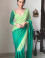 Beloved One Minute Ready To Wear Peacock Green Georgette Saree