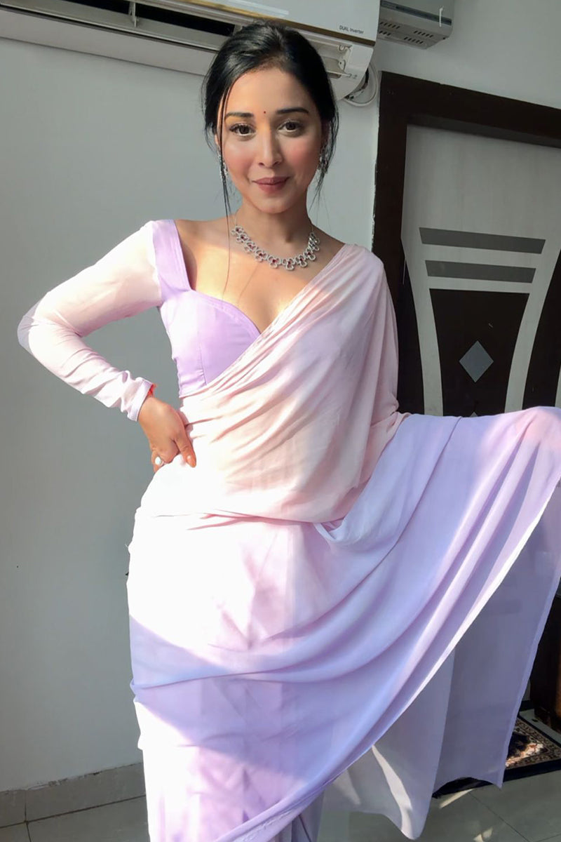 Allure One Minute Ready To Wear Lavender And Pink Georgette Saree