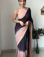 Angelic One Minute Ready To Wear Black And Peach Georgette Saree