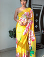 Vivid One Minute Ready To Wear Yellow Organza Saree