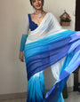 Gleam One Minute Ready To Wear Firozi And Blue Georgette Saree