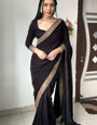 Brilliance One Minute Ready To Wear Black Velvet Saree