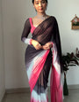 Brighten One Minute Ready To Wear Black And Pink Georgette Saree