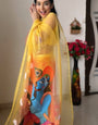 Daisy One Minute Ready To Wear Yellow Organza Saree