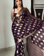 Freshly One Minute Ready To Wear Purple Cotton Silk Saree