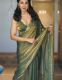 Glowful Green Partywear Fancy Silk Saree With Stitched Blouse Piece