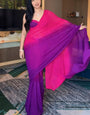 Glowly One Minute Ready To Wear Pink And Purple Georgette Saree