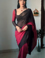 Dazzle One Minute Ready To Wear Black And Maroon Georgette Saree