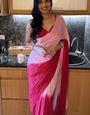 Lumirra One Minute Ready To Wear Pink And Red Georgette Saree