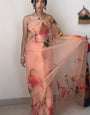 Mistlight One Minute Ready To Wear Peach Organza Saree