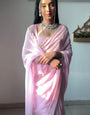 Blushed One Minute Ready To Wear Baby Pink Georgette Saree