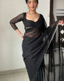 Comfort One Minute Ready To Wear Black Georgette Saree