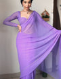 Lushful One Minute Ready To Wear Lavender Georgette Saree