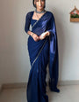 Whimsy One Minute Ready To Wear Navy Blue Georgette Saree