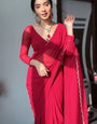 Bloomlet One Minute Ready To Wear Red Georgette Saree