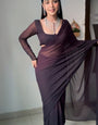 Amorous One Minute Ready To Wear Brown Georgette Saree