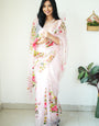 Delight One Minute Ready To Wear Baby Pink Organza Saree