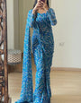 Exquisite One Minute Ready To Wear Blue Georgette Saree