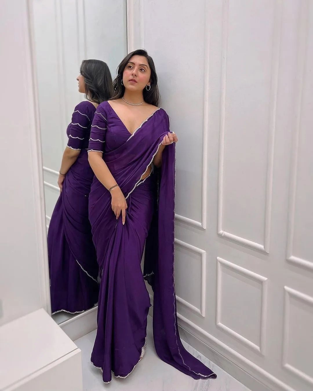 Etherealize One Minute Ready To Wear Purple Georgette Saree