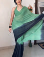 Glamorous One Minute Ready To Wear Green And Black Georgette Saree