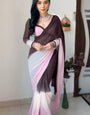 Softness One Minute Ready To Wear Brown And Pink Georgette Saree