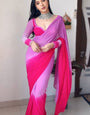 Seraphic One Minute Ready To Wear Lavender And Pink Georgette Saree