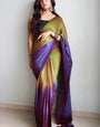 Jubilance One Minute Ready To Wear Green And Blue Chiffon Silk Saree