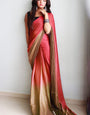 Celestial One Minute Ready To Wear Pink And Brown Chiffon Silk Saree