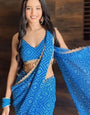 Gleaming One Minute Ready To Wear Blue Georgette Saree