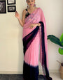 Moonlit One Minute Ready To Wear Pink And Blue Georgette Saree