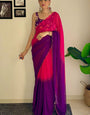 Twilight One Minute Ready To Wear Pink And Purple Georgette Saree