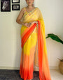 Serene One Minute Ready To Wear Yellow And Orange Georgette Saree