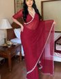 Alluring One Minute Ready To Wear Maroon Georgette Saree