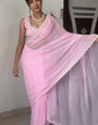 Mesmeric One Minute Ready To Wear Pink Georgette Saree