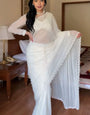 Luminous One Minute Ready To Wear White Georgette Saree