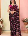 Lovely One Minute Ready To Wear Black Georgette Saree