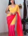 Lush One Minute Ready To Wear Yellow And Red Georgette Saree