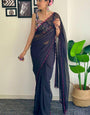 Hush One Minute Ready To Wear Black Georgette Saree