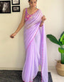 Lightest One Minute Ready To Wear Lavender Georgette Saree