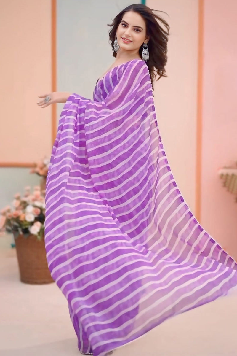 Misty One Minute Ready To Wear Purple Georgette Saree