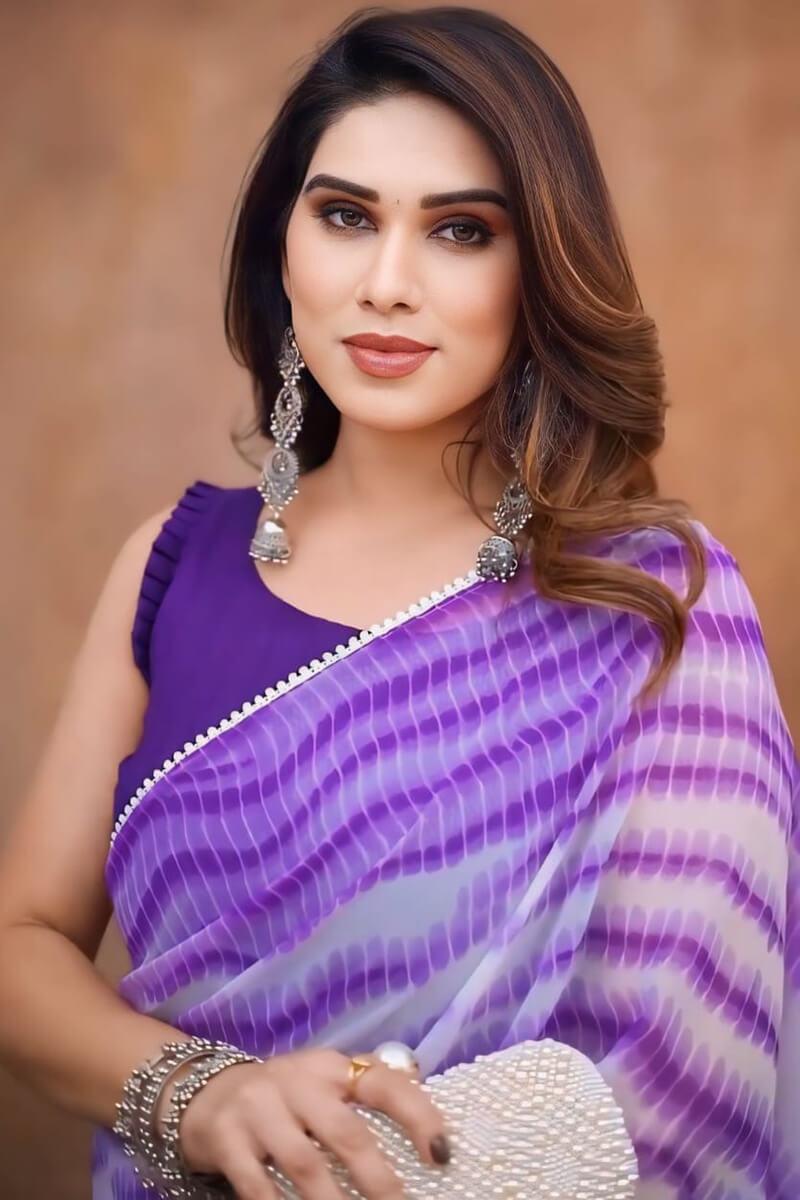 Jubilant One Minute Ready To Wear Lavender Georgette Saree