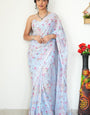 Dreamy One Minute Ready To Wear Sky Printed Satin Silk Saree